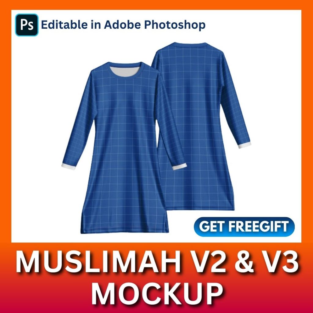 Mockup Muslimah Version 2/3 (ON/OFF HANGER) - Shirt Mockup / Template | Photoshop (PSD)