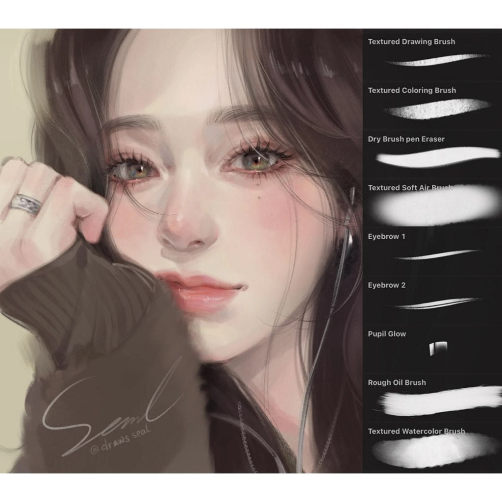 Procreate【T338】 Portrait + Hair Brushesfor Procreate