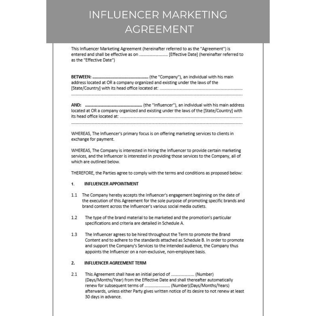 INFLUENCER MARKETING AGREEMENT