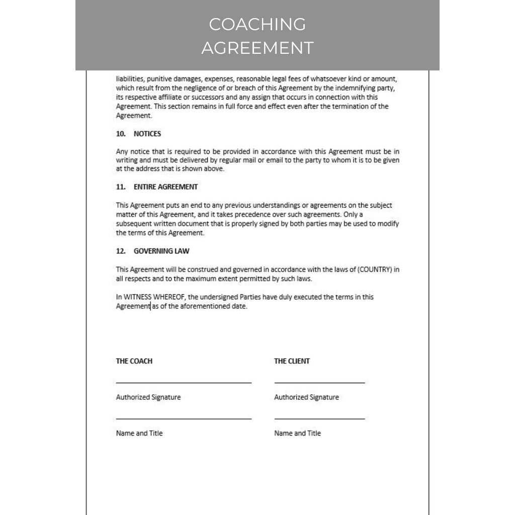 COACHING AGREEMENT DOCUMENT