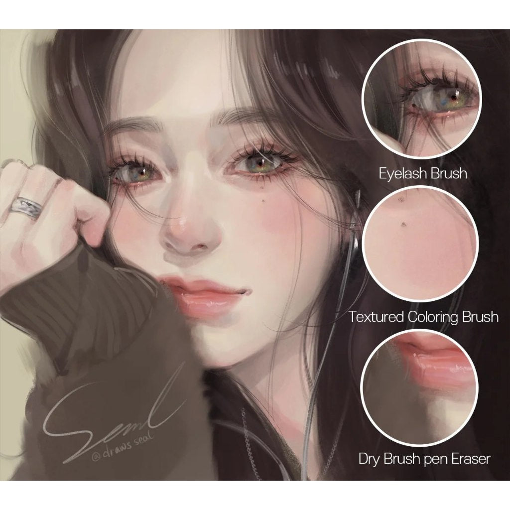 Procreate【T338】 Portrait + Hair Brushesfor Procreate