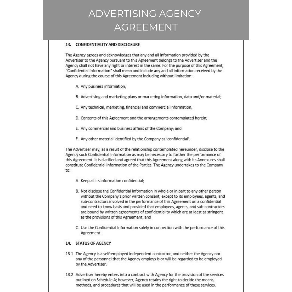 ADVERTISING AGENCY AGREEMENT