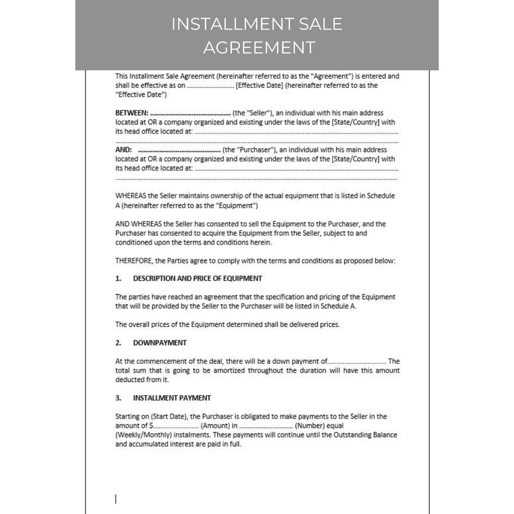 INSTALLMENT SALE CONTRACT