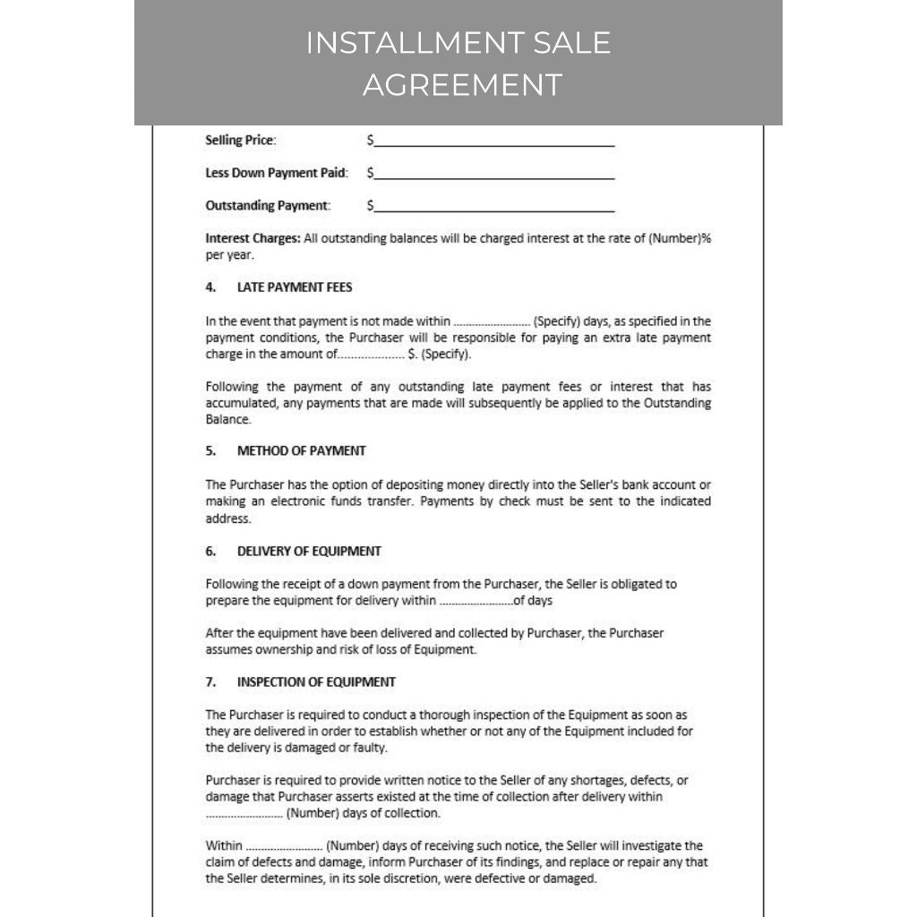INSTALLMENT SALE CONTRACT