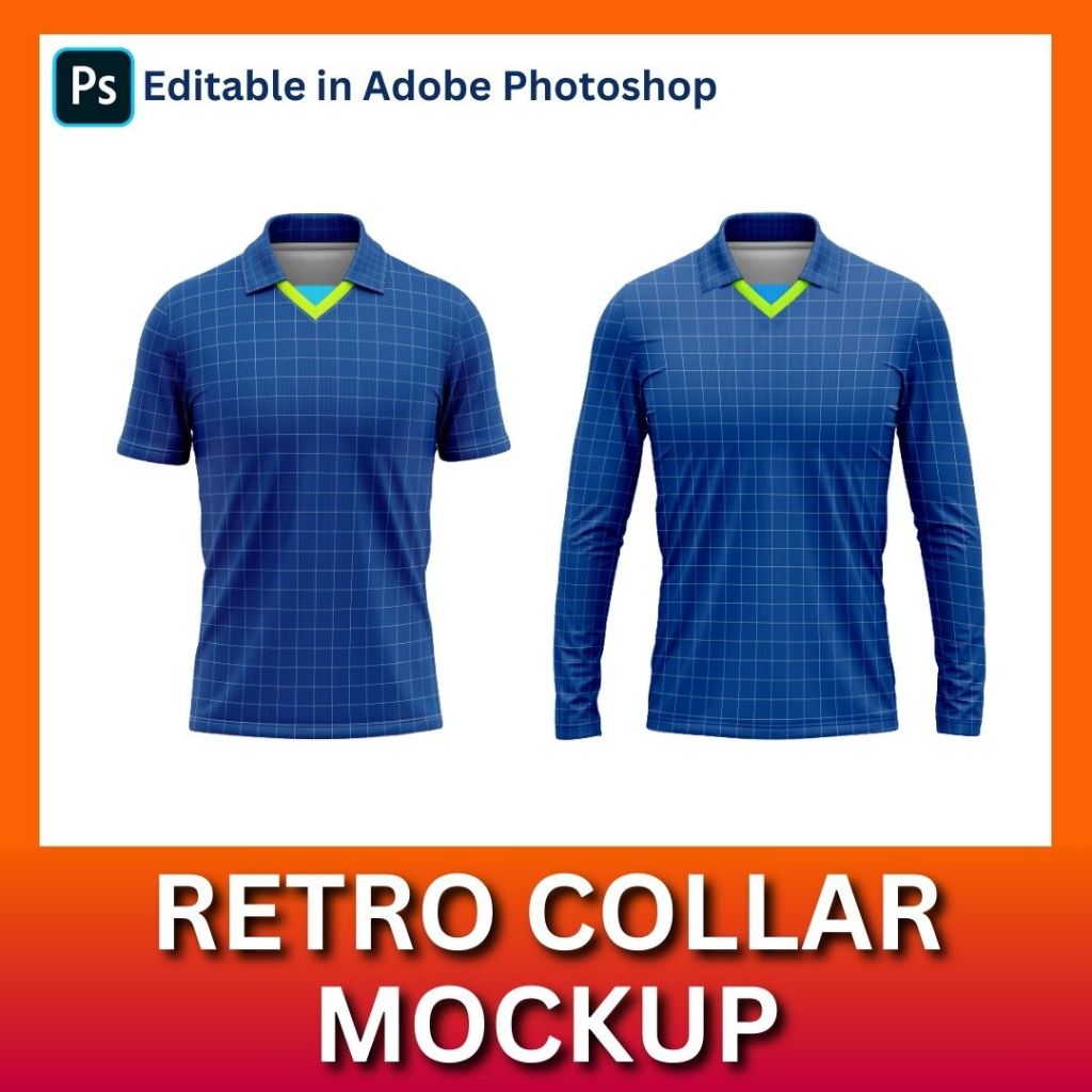 Mockup Retro Collar Jersey Shortsleeve & Retro Longsleeve - Shirt Mockup | Photoshop (PSD)