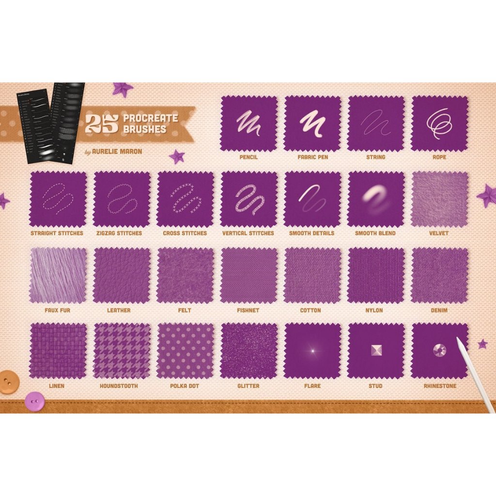 Procreate iOS & MacOSX【T265】 Textile Lettering Toolkit for Procreate