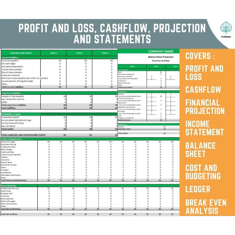 All-in-One Financial Template: Profit & Loss, Cash Flow, Budget, Income Statement, Balance Sheet and more for Excel