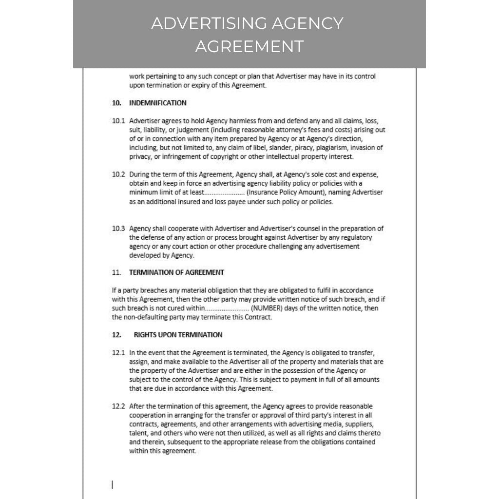 ADVERTISING AGENCY AGREEMENT