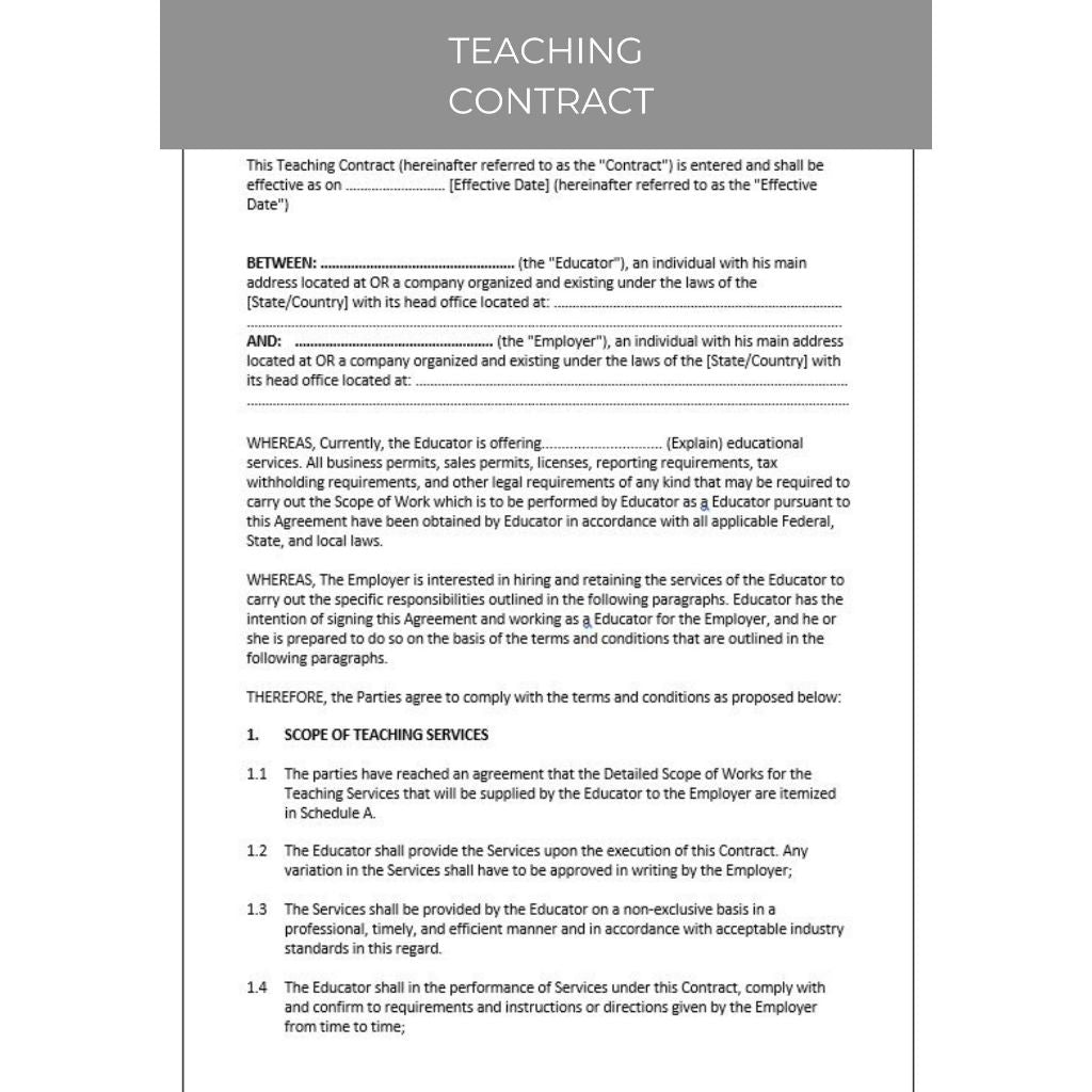 TEACHING CONTRACT DOCUMENT
