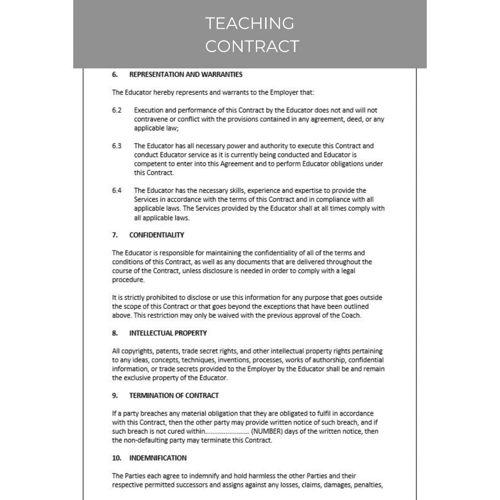 TEACHING CONTRACT DOCUMENT