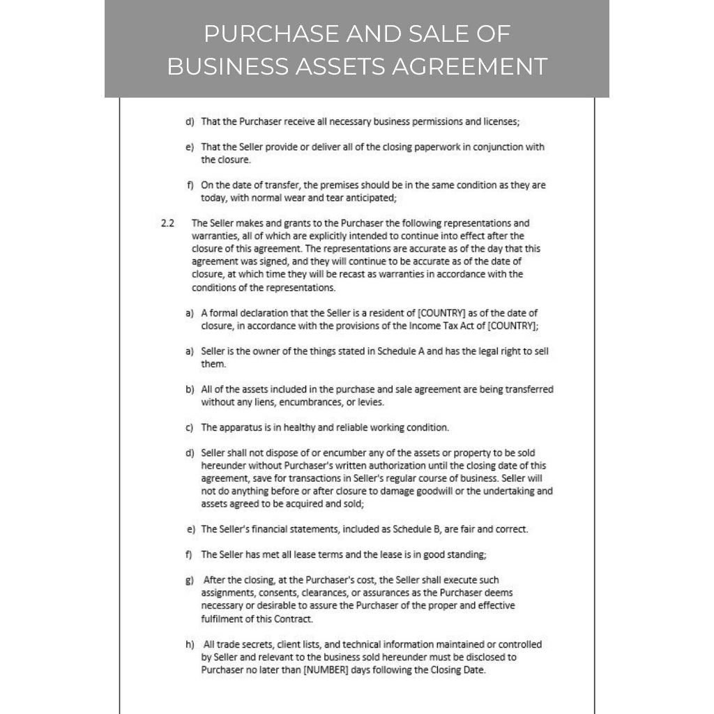 PURCHASE AND SALE OF BUSINESS ASETS AGREEMENT