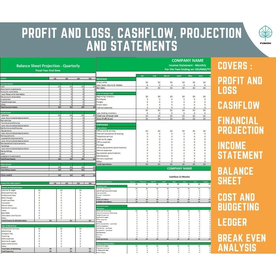 All-in-One Financial Template: Profit & Loss, Cash Flow, Budget, Income Statement, Balance Sheet and more for Excel