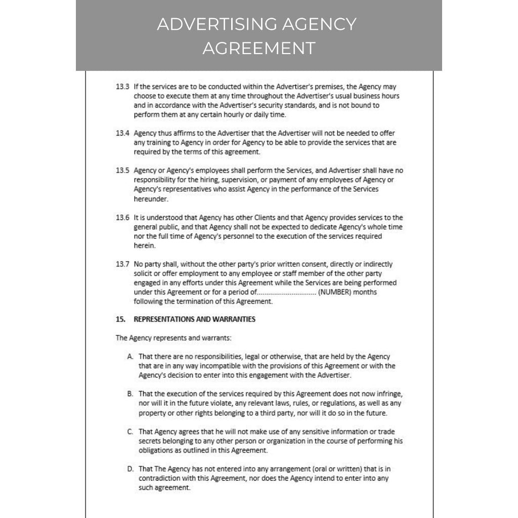 ADVERTISING AGENCY AGREEMENT