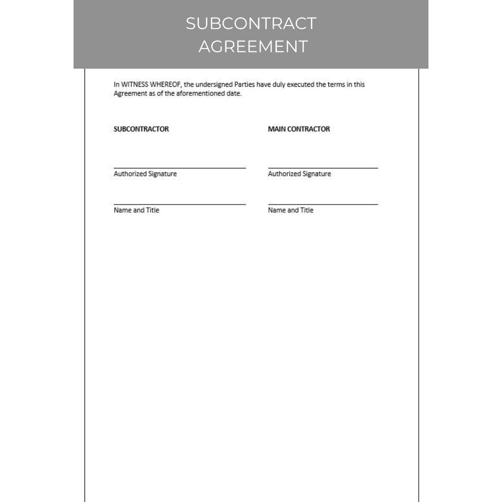 SUBCONTRACT AGREEMENT