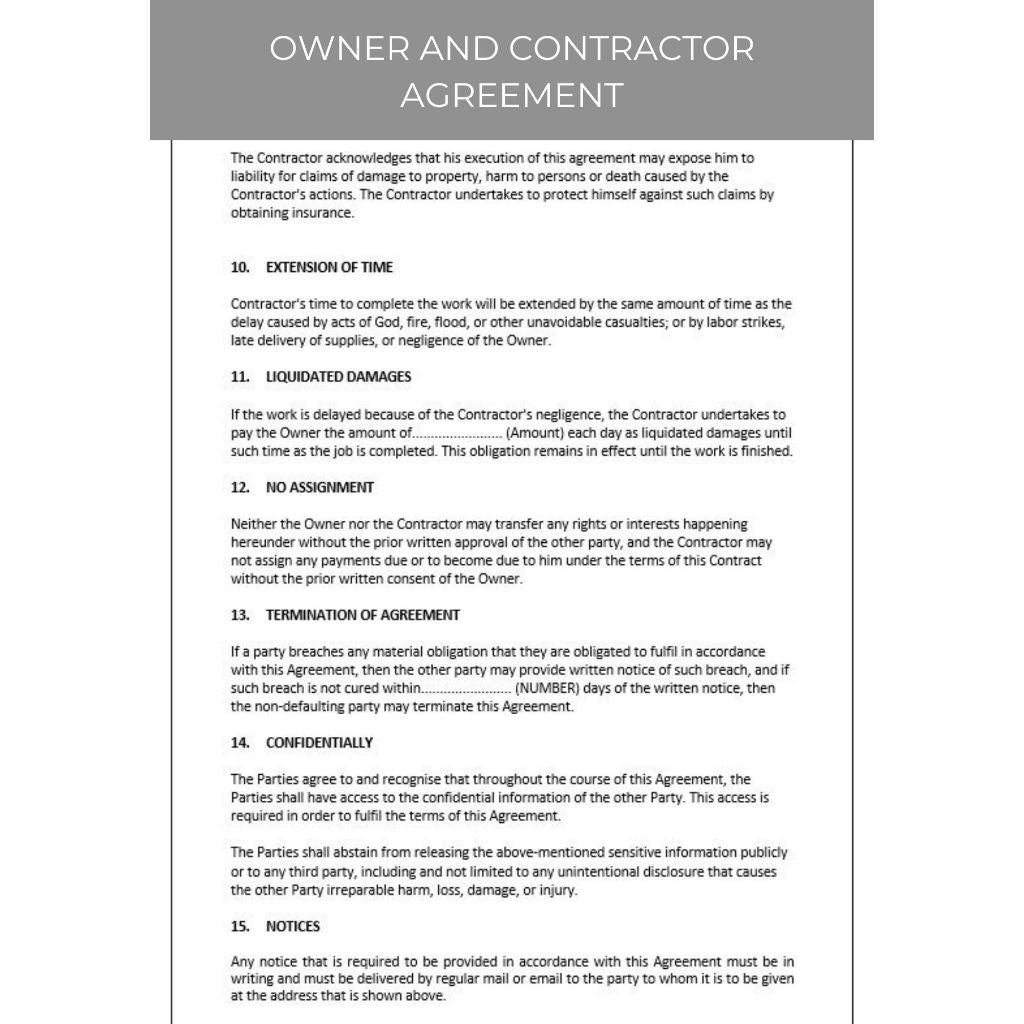 AGREEMENT BETWEEN OWNER AND CONTRACTOR