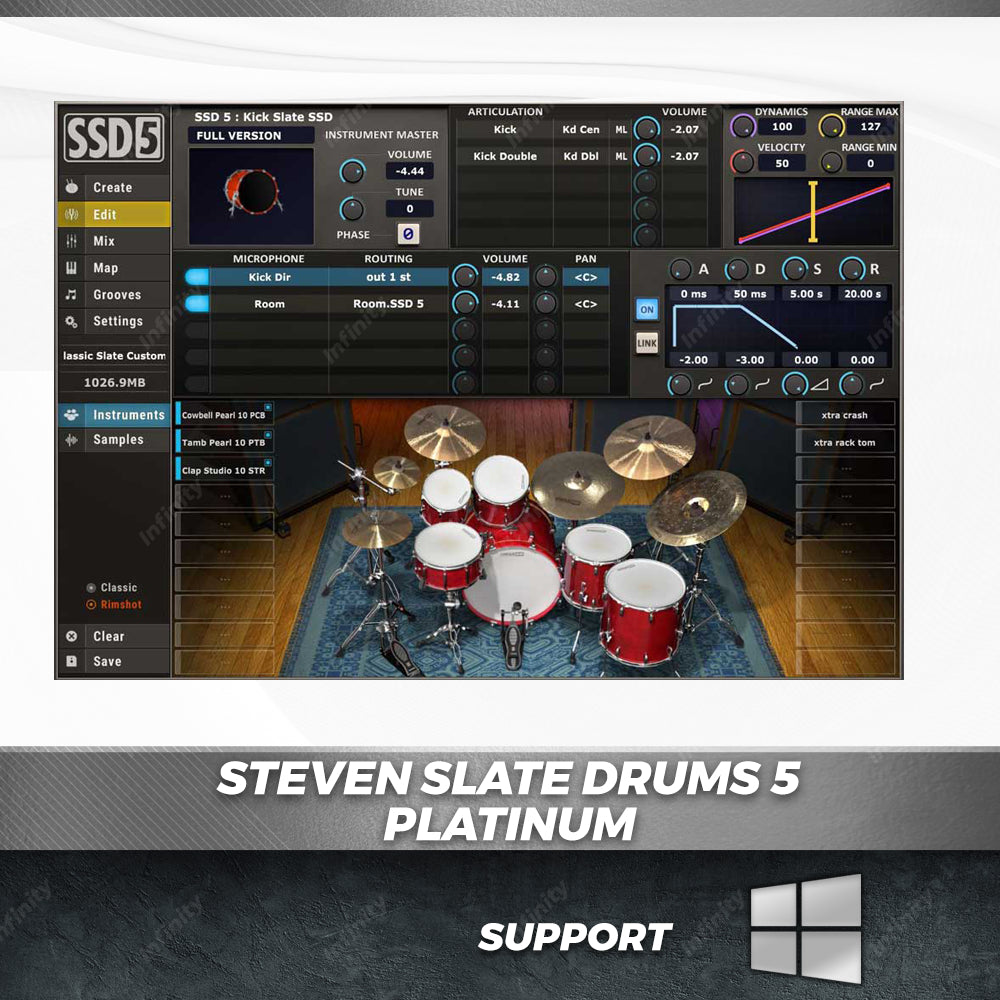 Steven Slate Drums SSD5 Sampler + Library Platinum  (Windows 64 Bit) VST2,AAX
