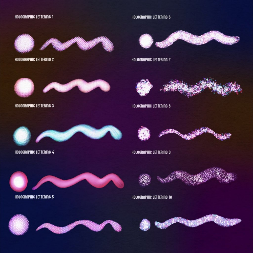 Procreate iOS & MacOSX【T258】 Holographic Brushes for Procreate