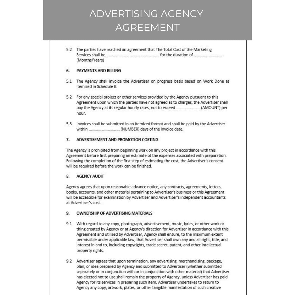 ADVERTISING AGENCY AGREEMENT