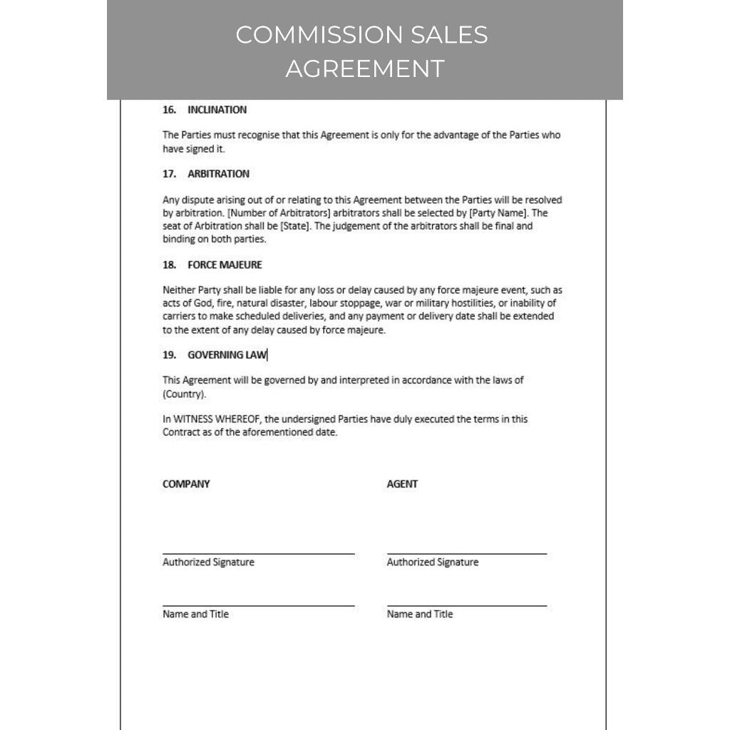 COMMISSION SALES AGREEMENT