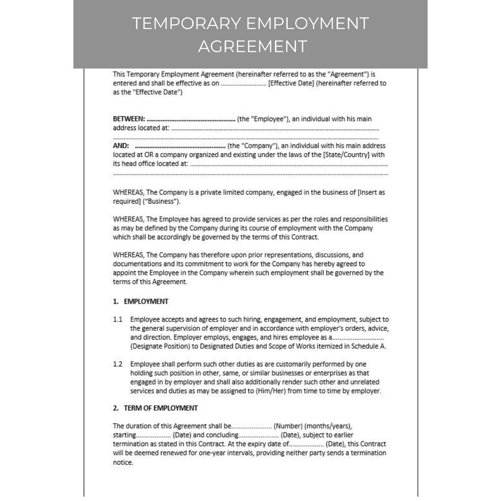 TEMPORARY EMPLOYMENT AGREEMENT