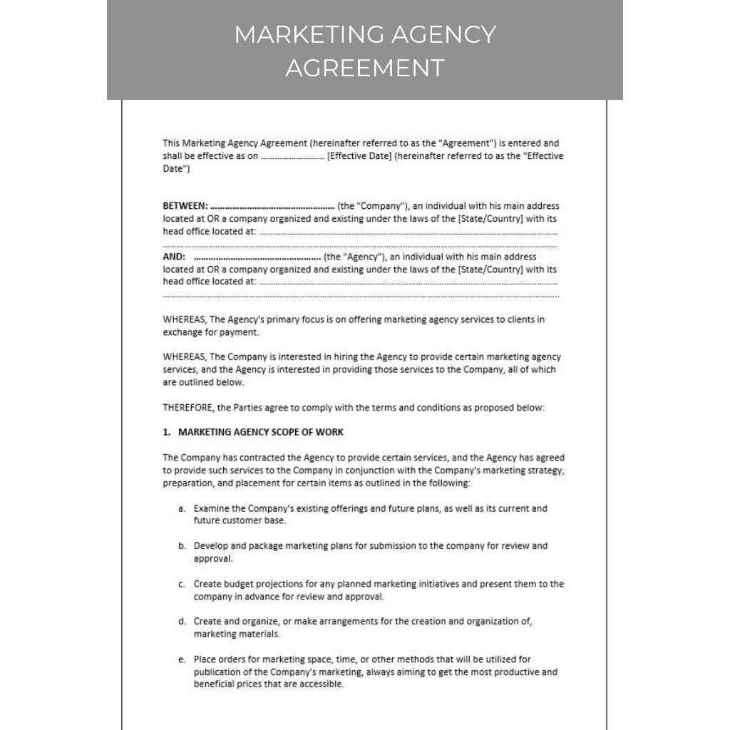 MARKETING AGENCY AGREEMENT