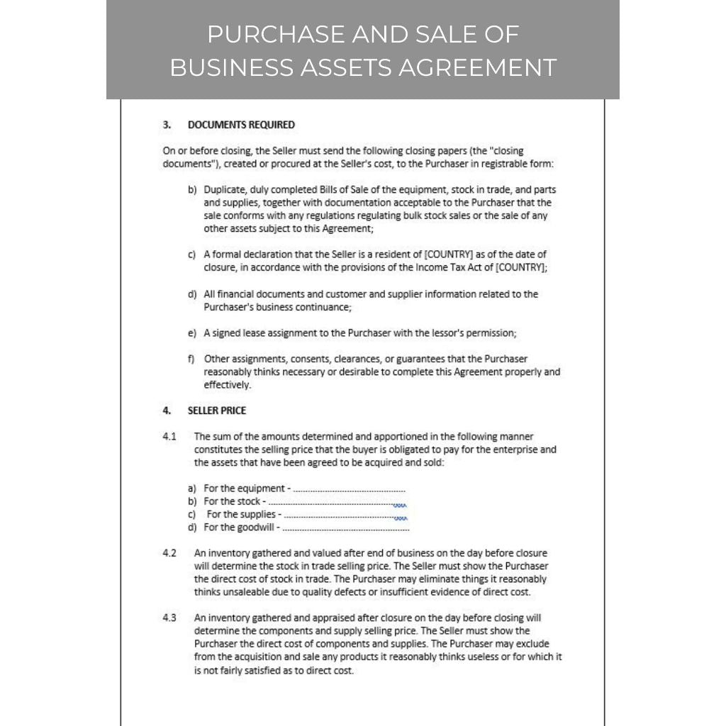 PURCHASE AND SALE OF BUSINESS ASETS AGREEMENT