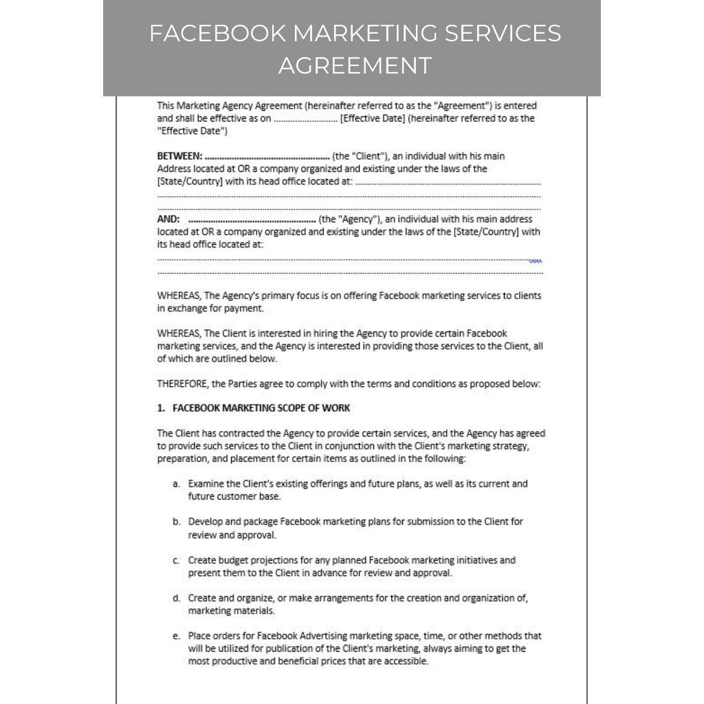 FACEBOOK MARKETING SERVICES AGREEMENT
