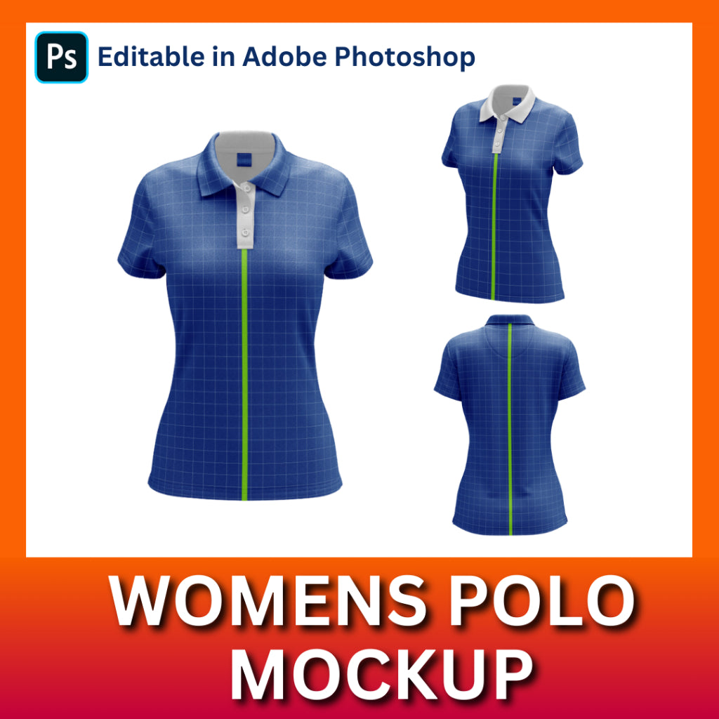 Mockup Polo Collar Women - Polo Perempuan - Shirt Mockup | Photoshop (PSD)