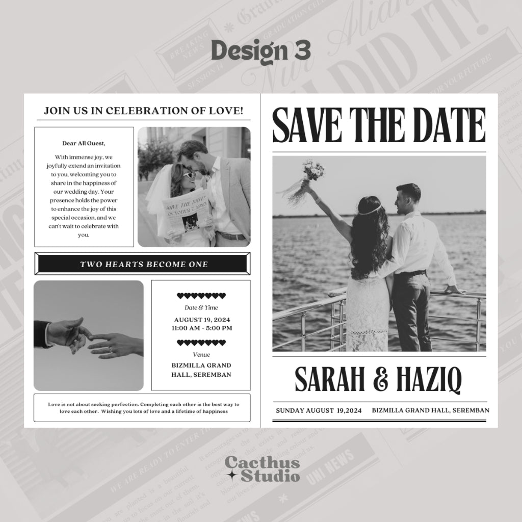 Newspaper Props Wedding Template + engagement + convo + bridesmaid