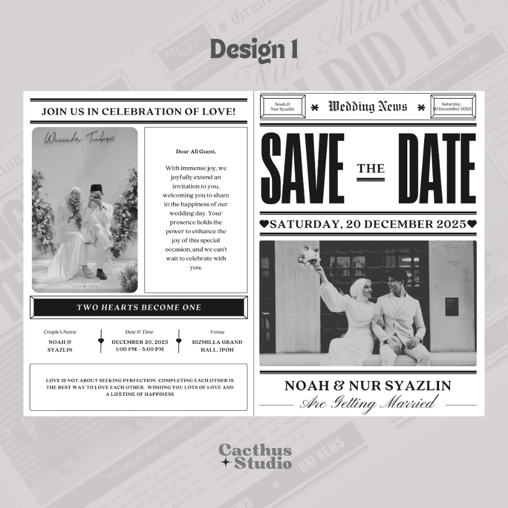 Newspaper Props Wedding Template + engagement + convo + bridesmaid