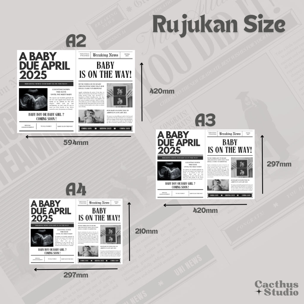 Newspaper Props Pregnancy Announcement Template + engagement + convo + bridesmaid + maternity