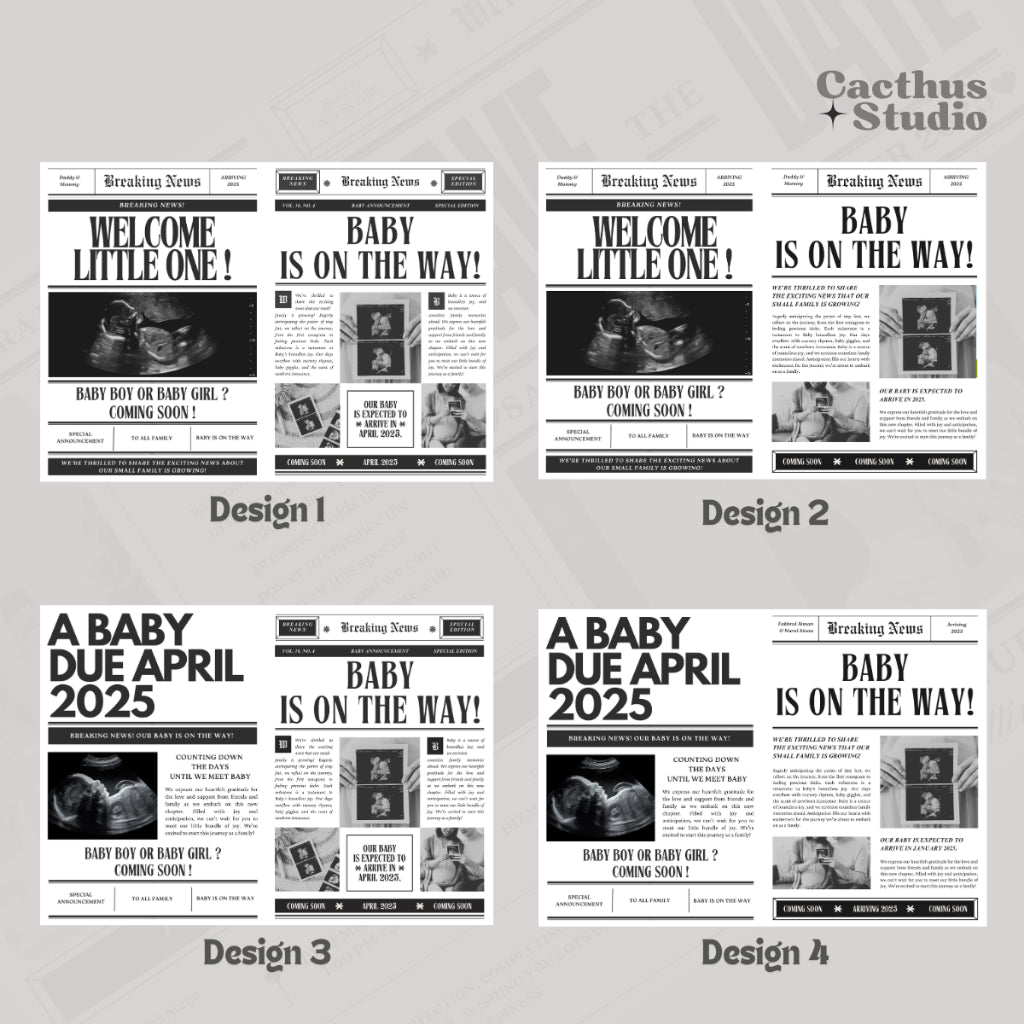 Newspaper Props Pregnancy Announcement Template + engagement + convo + bridesmaid + maternity