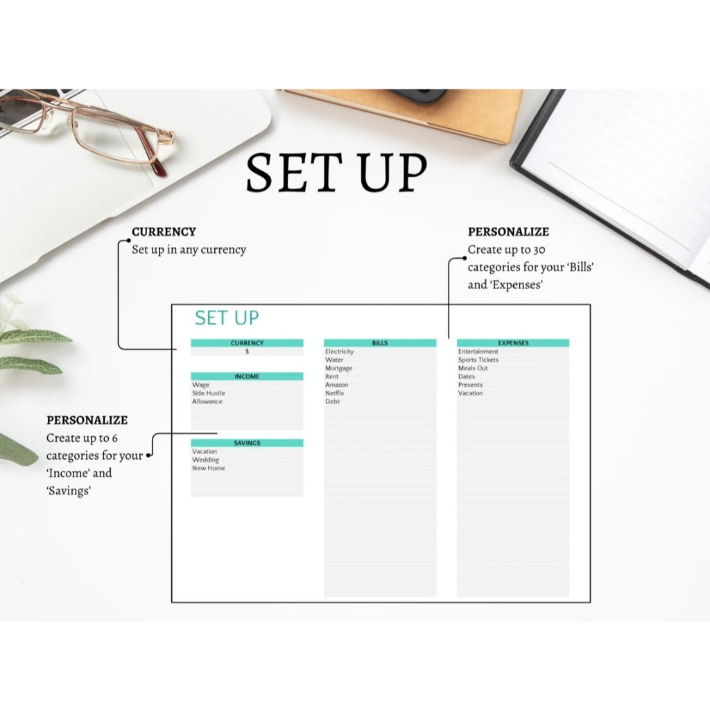 Automated Personal Budget Planner Excel Template – Monthly Expense Tracker, Savings & Income Spreadsheet