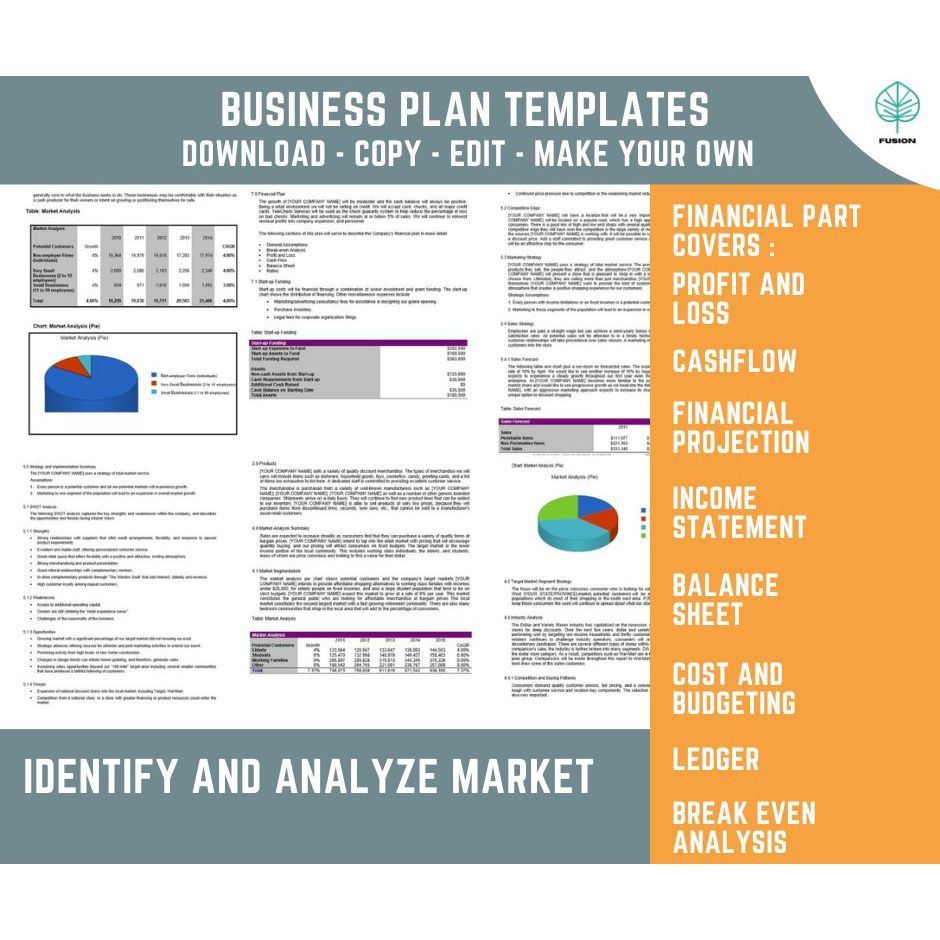 Business Plan, Financial Projection & Cash Flow Template Bundle – With Free Bookkeeping Template