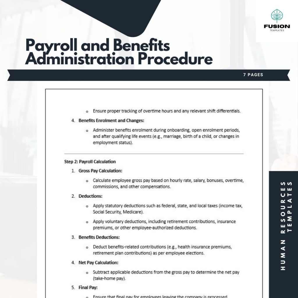 Payroll and Benefits Administration Procedure Template