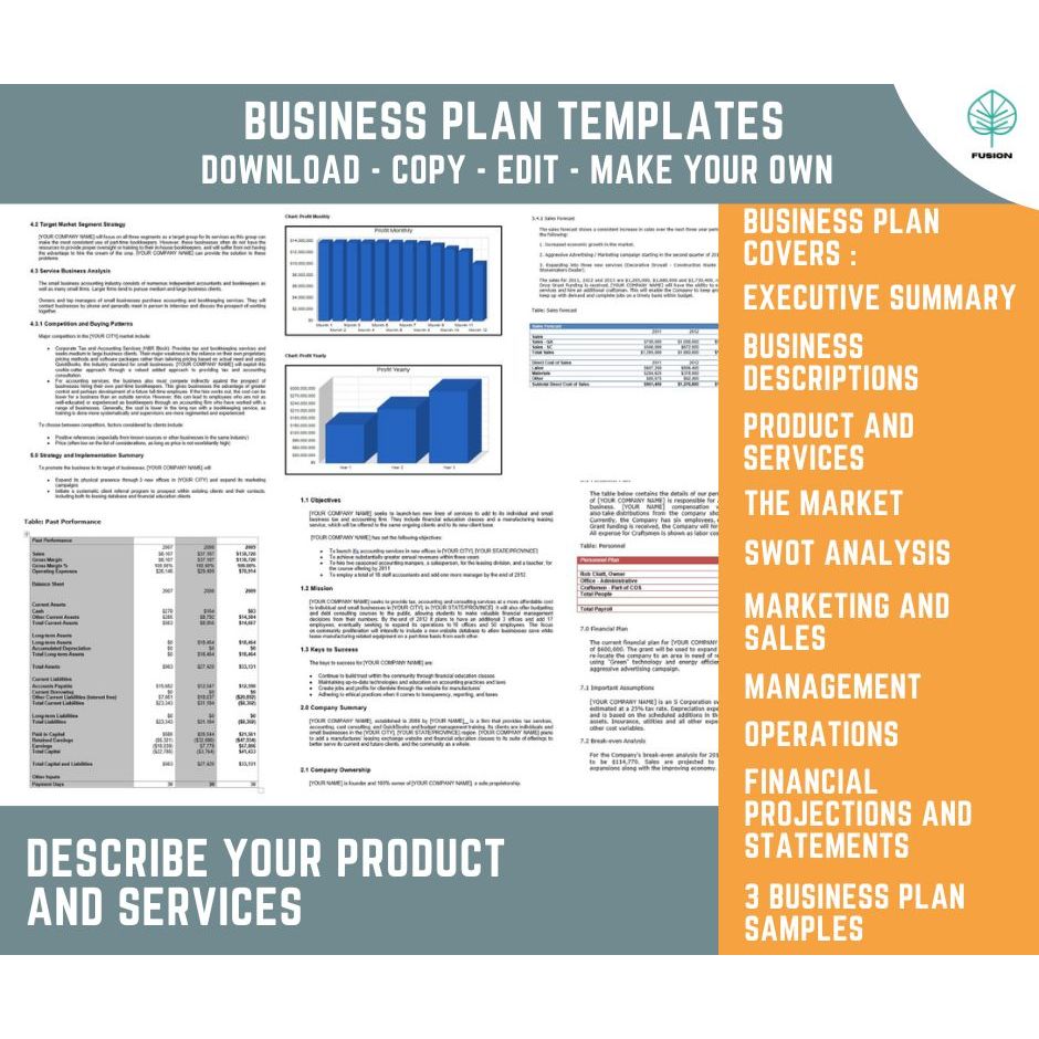 Business Plan, Financial Projection & Cash Flow Template Bundle – With Free Bookkeeping Template