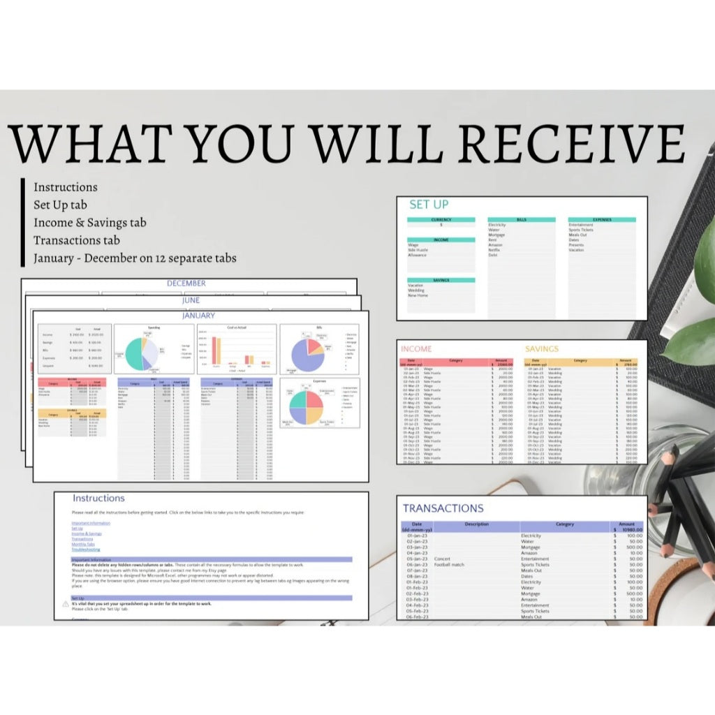 Automated Personal Budget Planner Excel Template – Monthly Expense Tracker, Savings & Income Spreadsheet