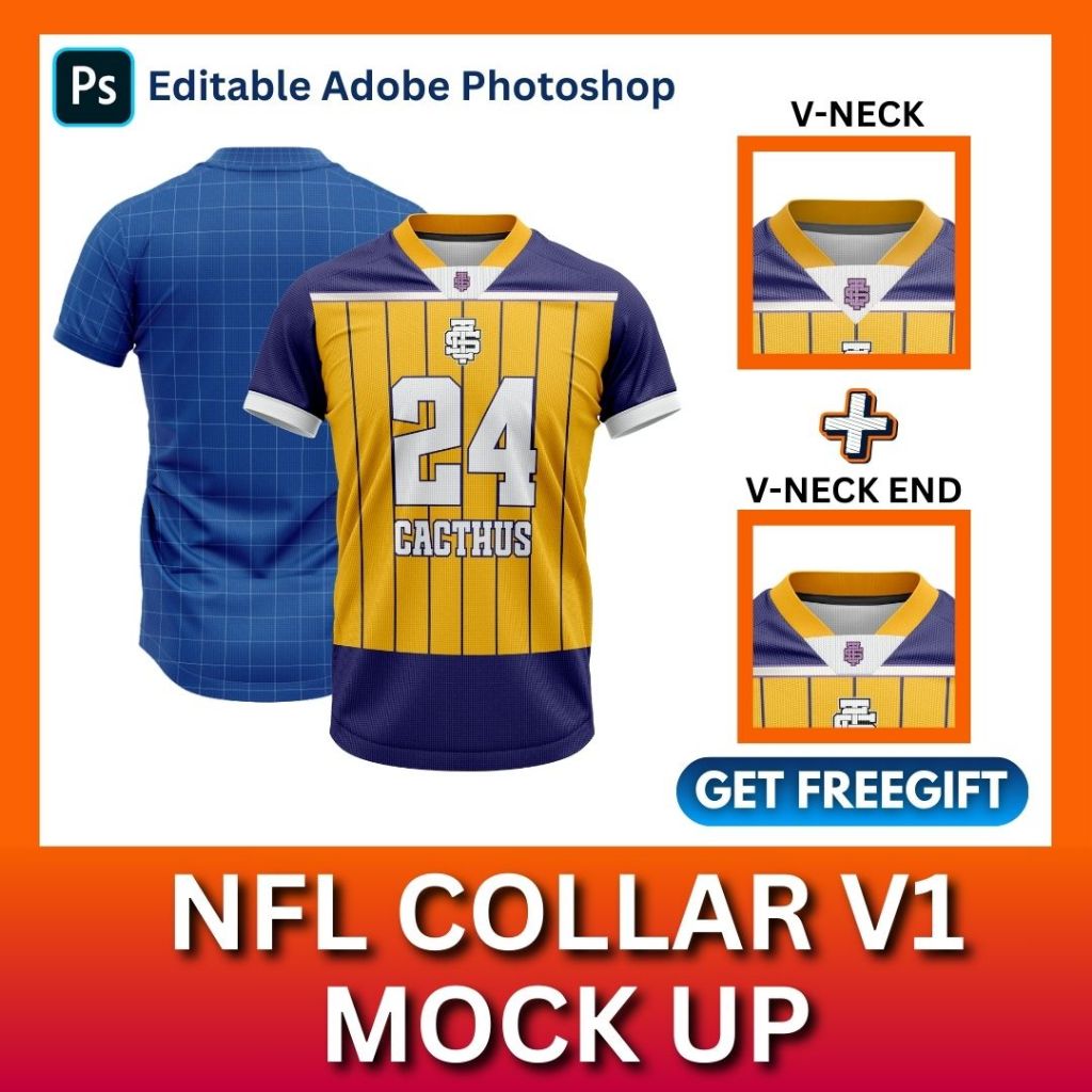 Mockup NFL Jersey V1 - Shirt Mockup - Template Baju - Baju NFL  | (PSD Files)