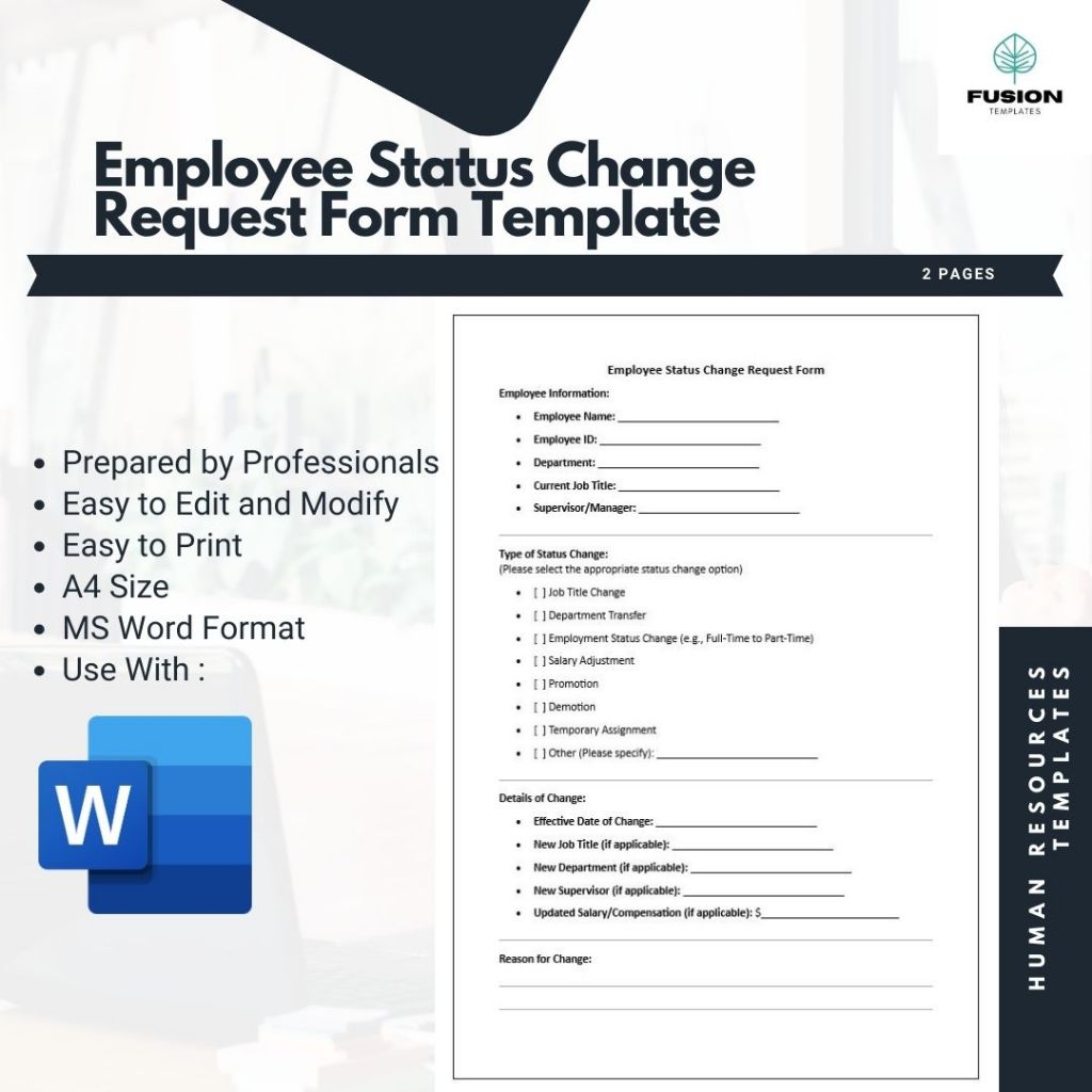 Employee Status Change Request Form Template