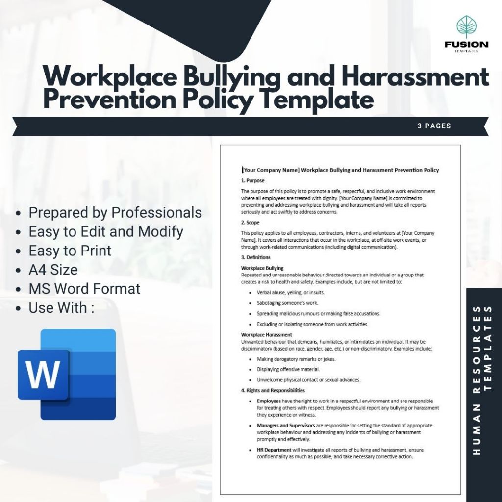 Workplace Bullying and Harassment Prevention Policy Template
