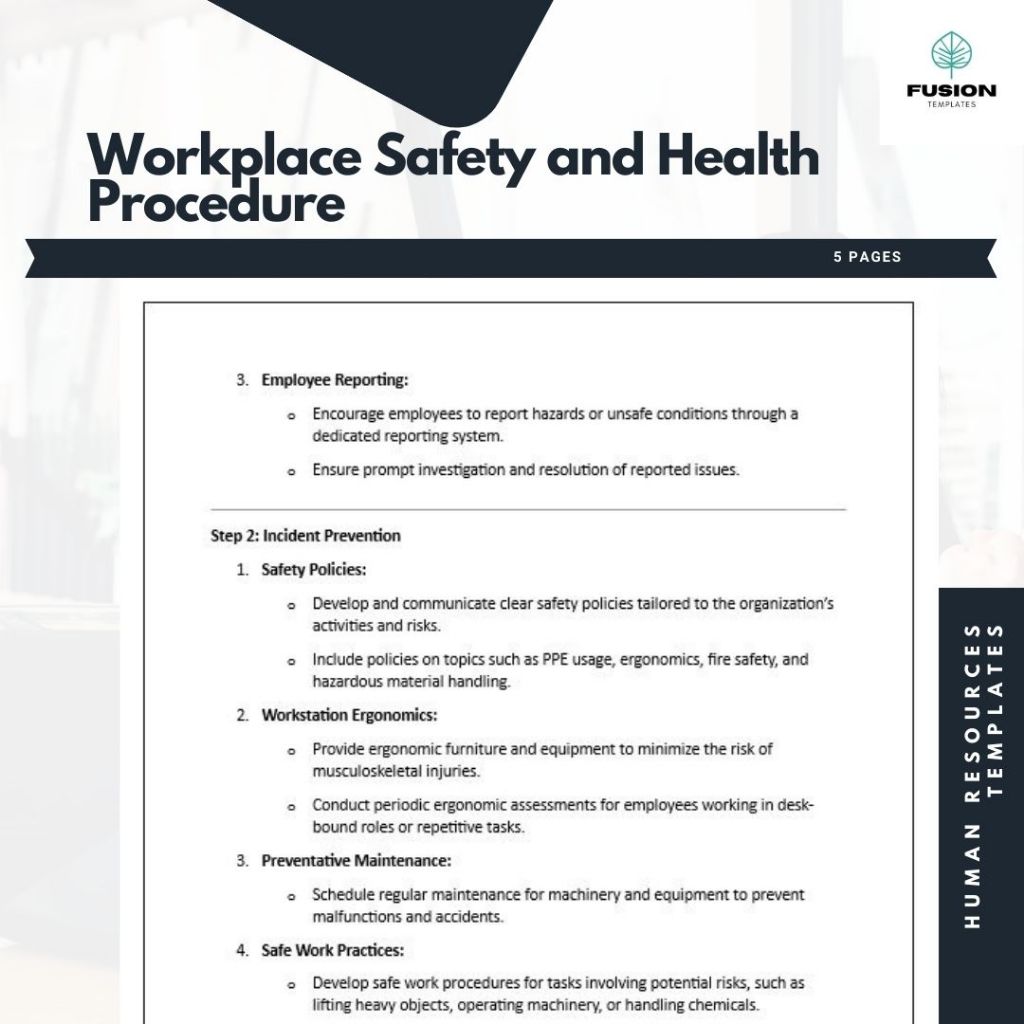 Workplace Safety and Health Procedure Template