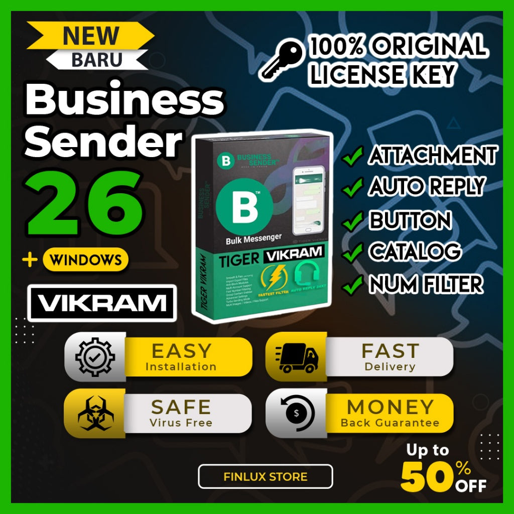 Business Sender Pro 2025 100% Genuine Product Key | Bulk Sender | Blaster (TIGER VIKRAM) | Simple Sender For Windows