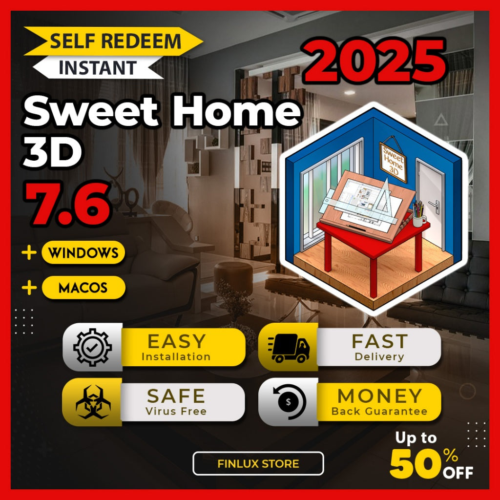 [SELF REDEEM] Sweet Home 3D v7.6 Latest 2025 For Windows & McOS