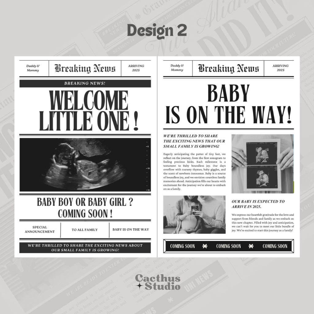 Newspaper Props Pregnancy Announcement Template + engagement + convo + bridesmaid + maternity