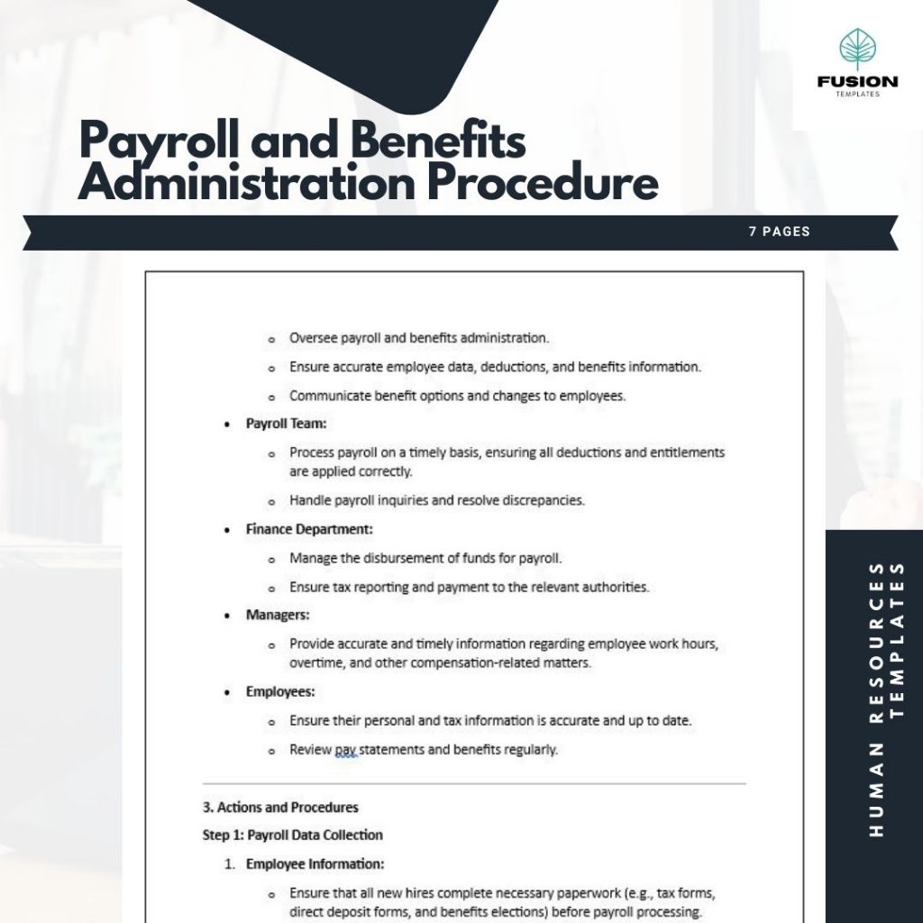 Payroll and Benefits Administration Procedure Template