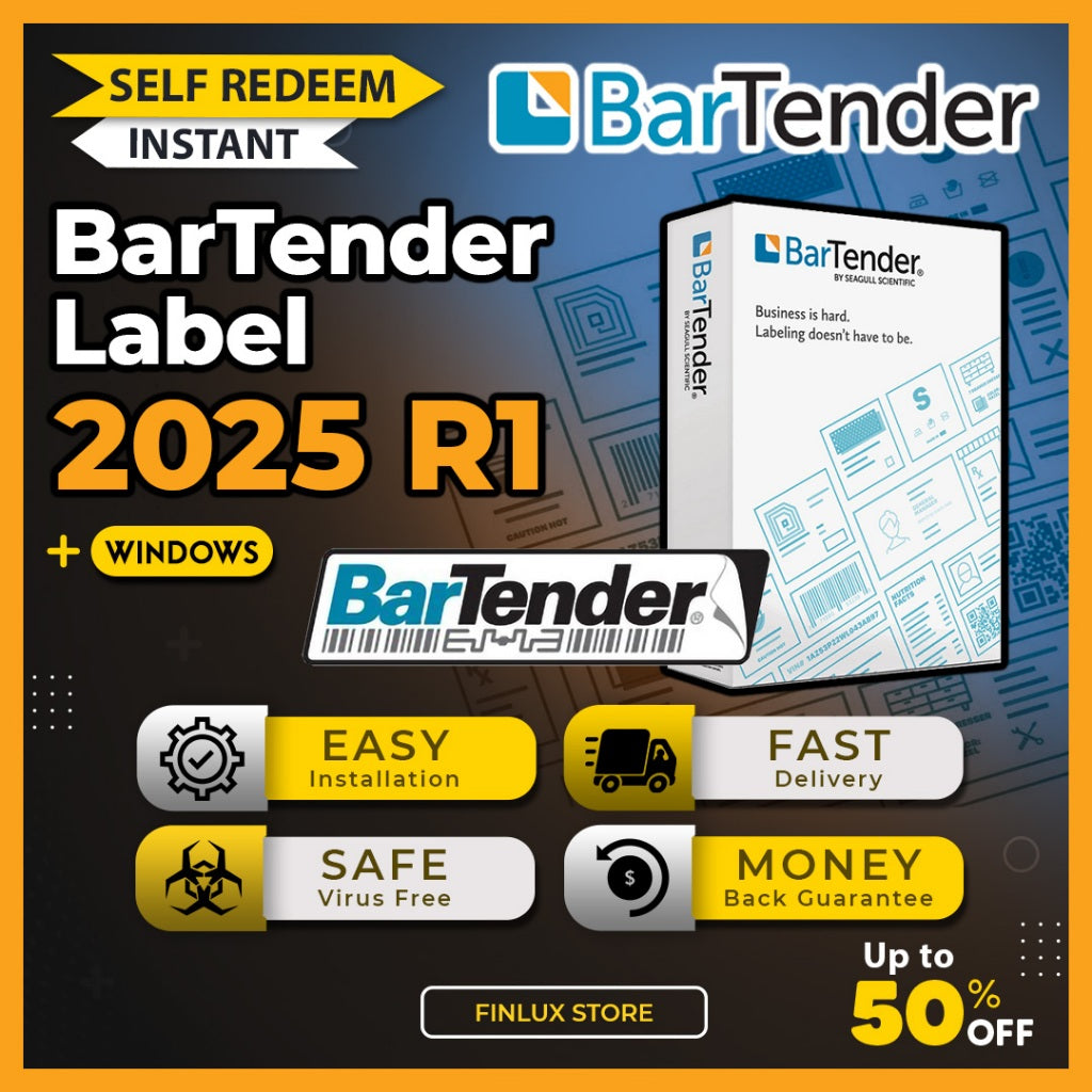 [SELF REDEEM] BarTender Enterprise 2025 Latest Lifetime For Windows Barcode Design Software
