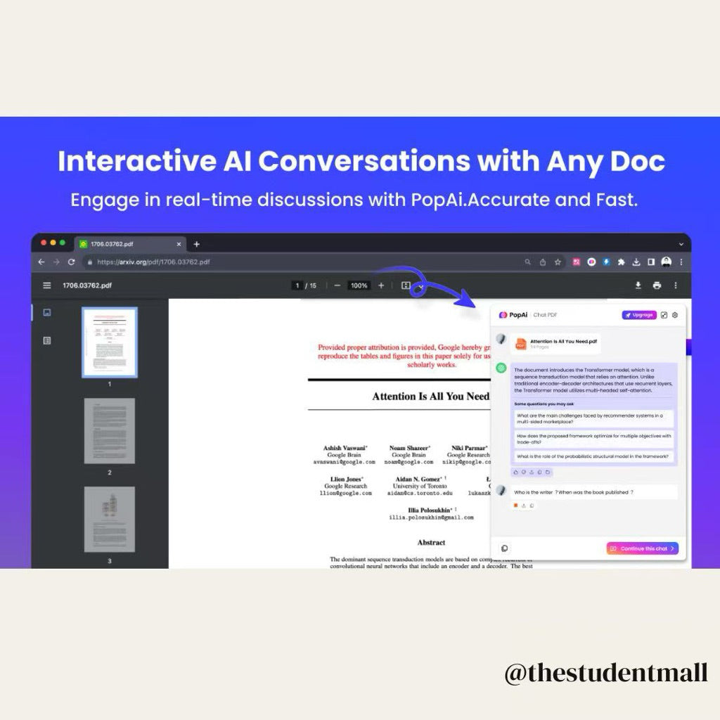 24/7 PopAI Akaun Unlimited Tanpa Had GPT-4 DeepSeek R1 ChatPDF Presentation