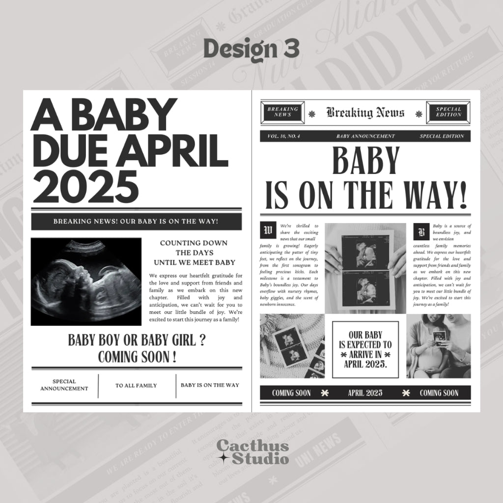 Newspaper Props Pregnancy Announcement Template + engagement + convo + bridesmaid + maternity