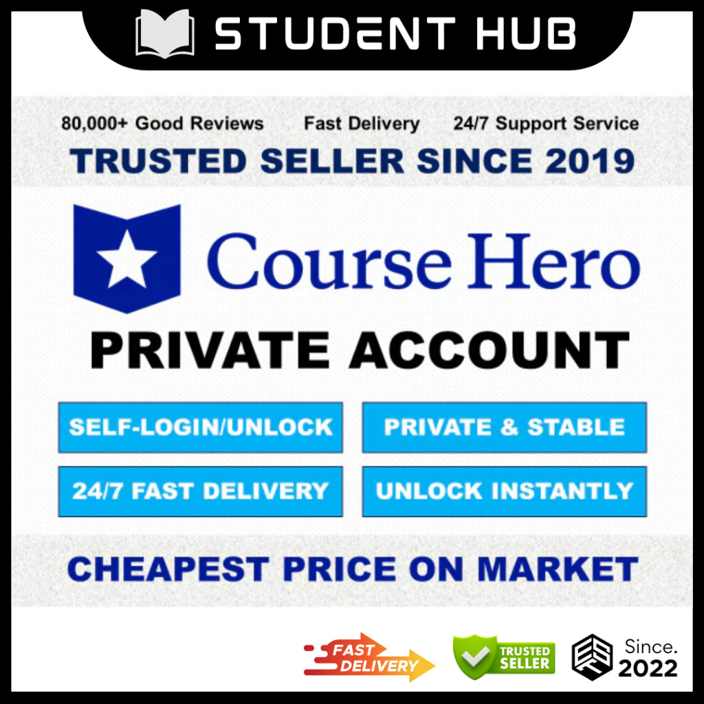 [LOWEST PRICE] Course Hero Private Account [100% PRIVATE AND STABLE]