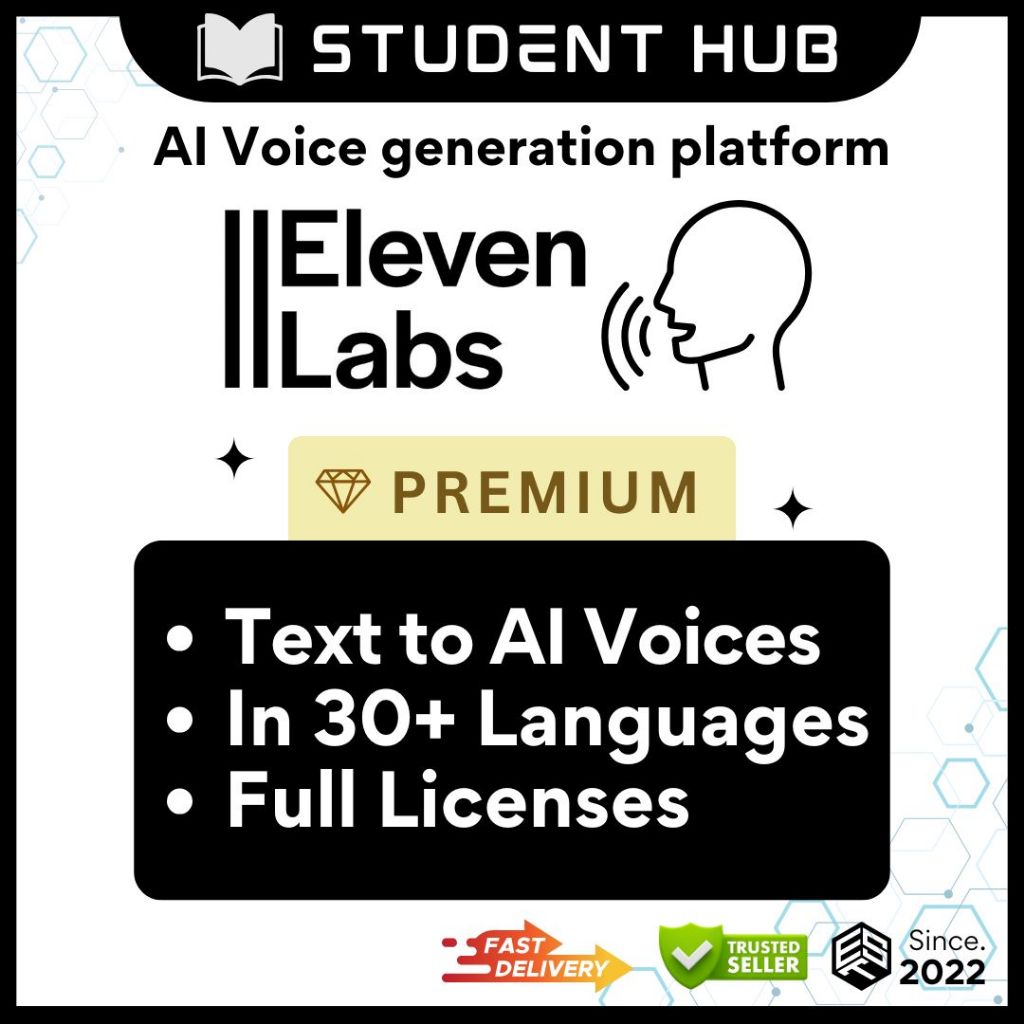 (PRIVATE ACCOUNT) ElevenLabs Premium Account | Starter/Creator 1 Month (28Days) | Voice Generator & Text to Speech